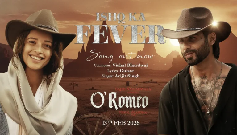 O’Romeo movie breakdown 2026 featuring a cinematic romantic thriller scene with lead characters in an AI illustration