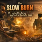 AI illustration representing the mood and atmosphere of slow burn Indian web series and modern OTT storytelling in India