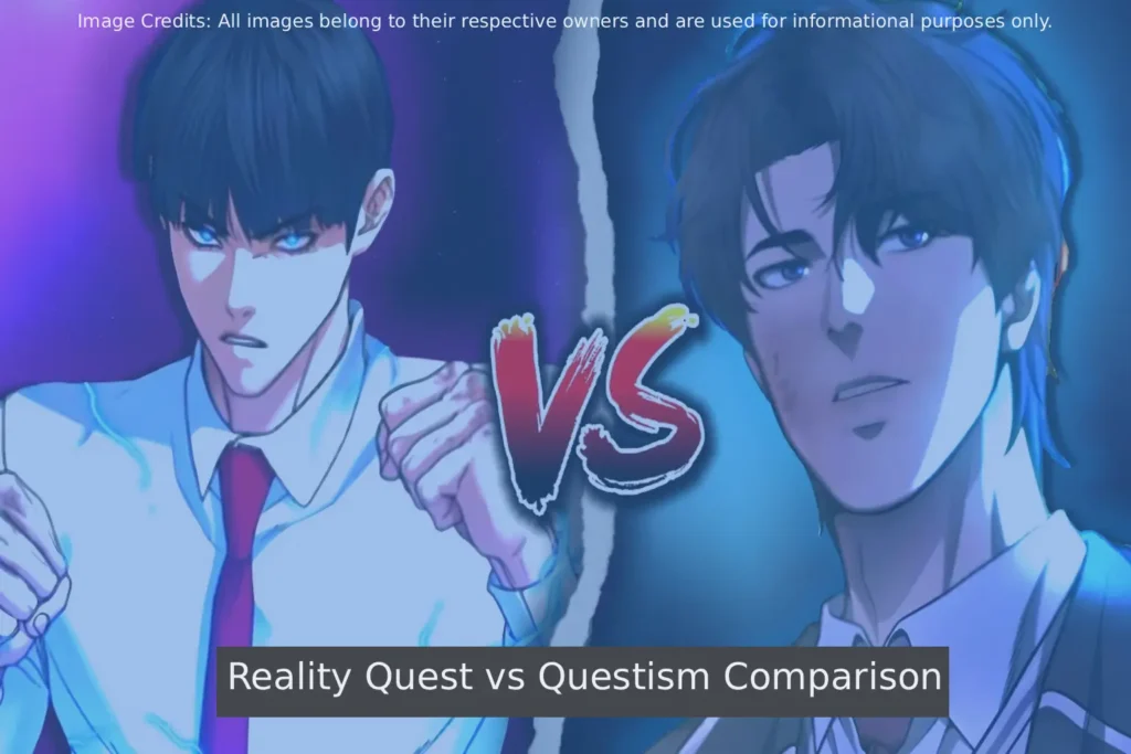 Reality Quest vs Questism Comparsion showing differences in power systems, characters, and story progression